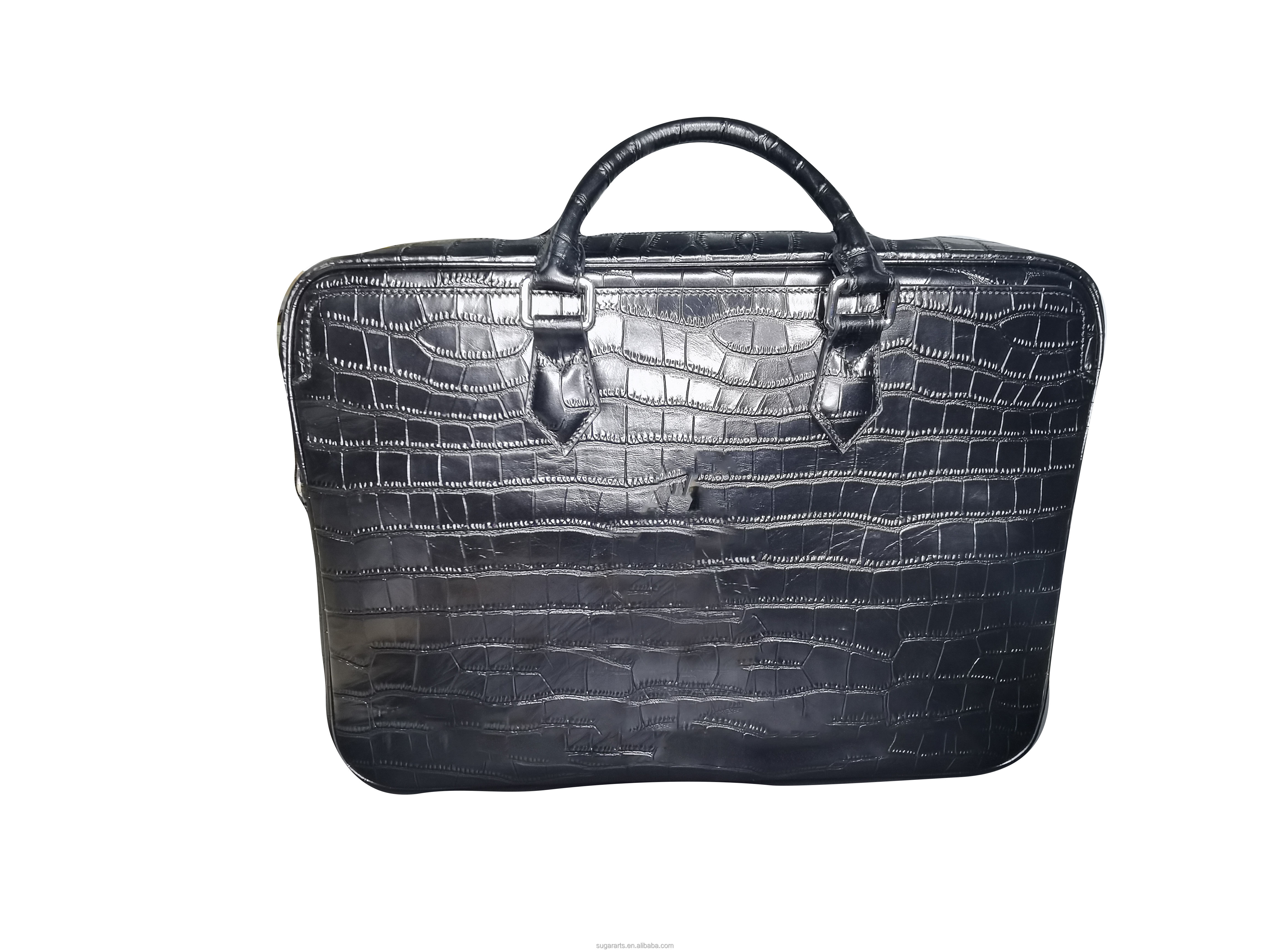 The new fashion briefcase high-capacity neutral gender bags Embossed crocodile leather bag