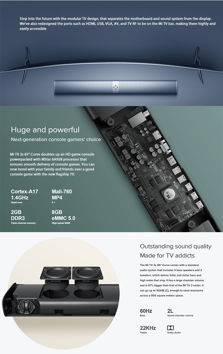 EU Version Xiaomi Mi TV 4s curve 65" Inches Smart TV Real 4K HDR Ultra Thin Television For Sale