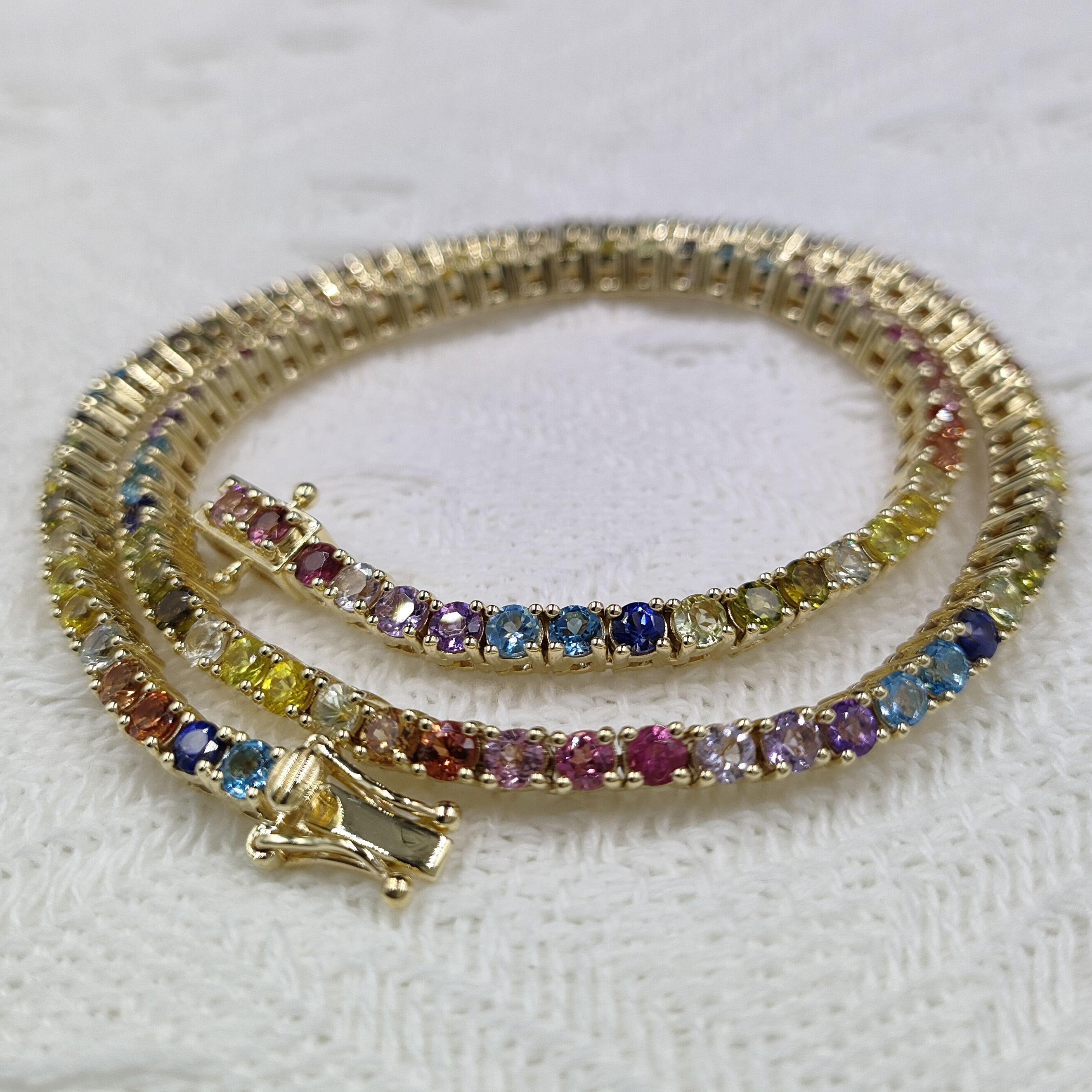 A&N Jewelry Wholesale Custom 14k Gold Chain Colorful Rainbow Tennis Chain