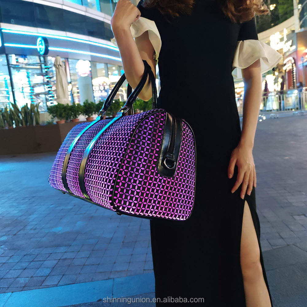 Fabric Jacquard Tote Bag OEM Art Strap - Weave LED Light Sling Shoulder Bag Pack Luxury Geometric Lu