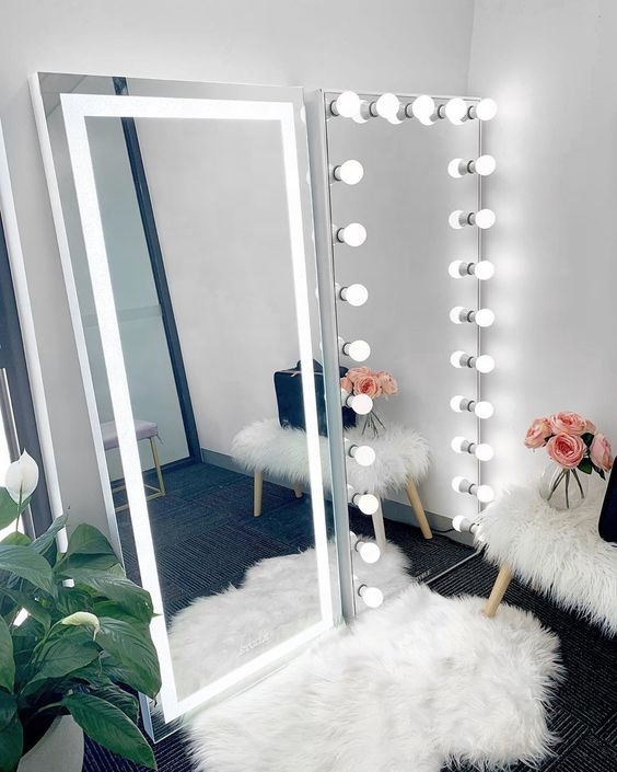 Bedroom Full Length Vanity Mirror With Lights Hollywood Dressing Mirror Makeup