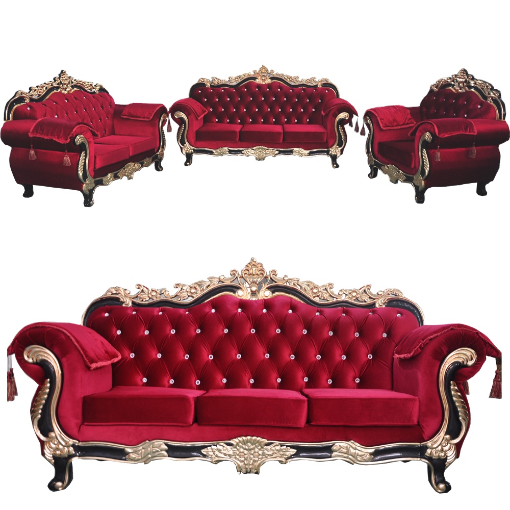 Very Cheap Color Customized Luxury Vintage Italian Looking Velvet Sofa Set Furniture For Living Room