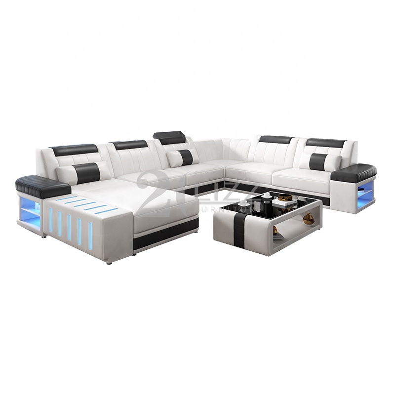 Smart home furniture modern living room leather sofa sets