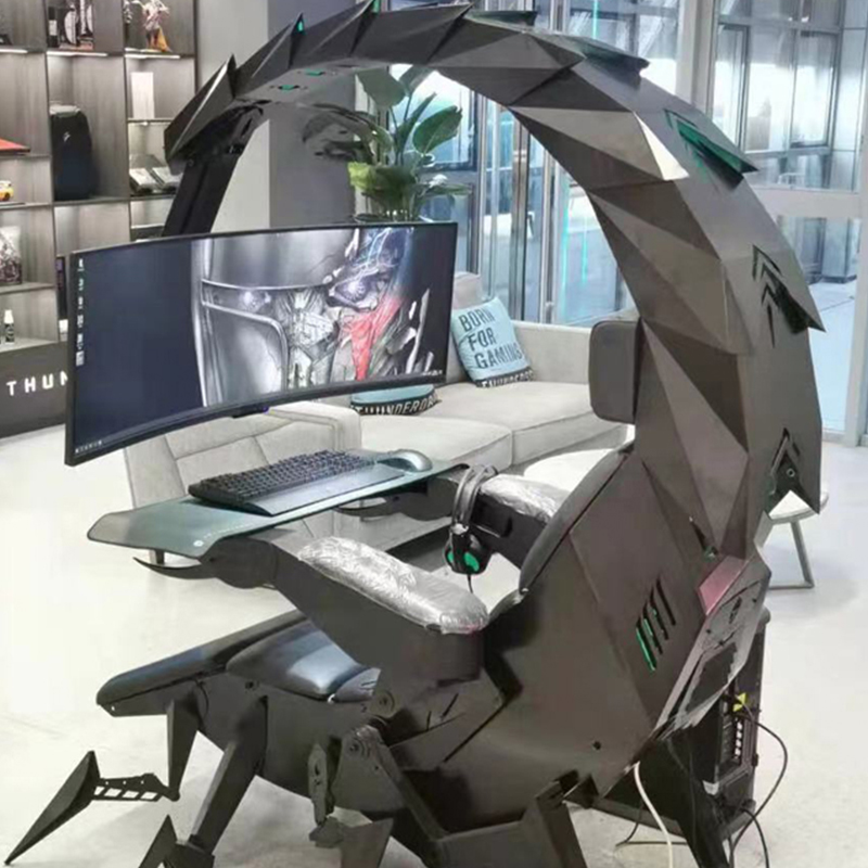 Ergonomic Adjustable Fully Recline Rgb Support 3 Monitors Scorpion Cockpit Pu Furniture Revolving Ne