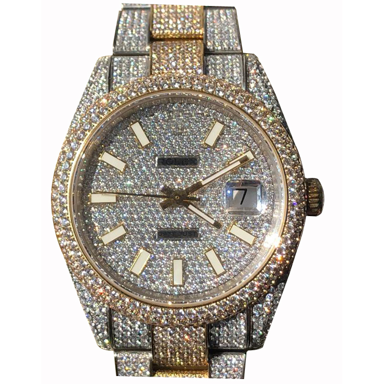 Iced out watch bust down Luxury Day just CZ bling bling 316 Waterproof super swiss Automatic Mechani